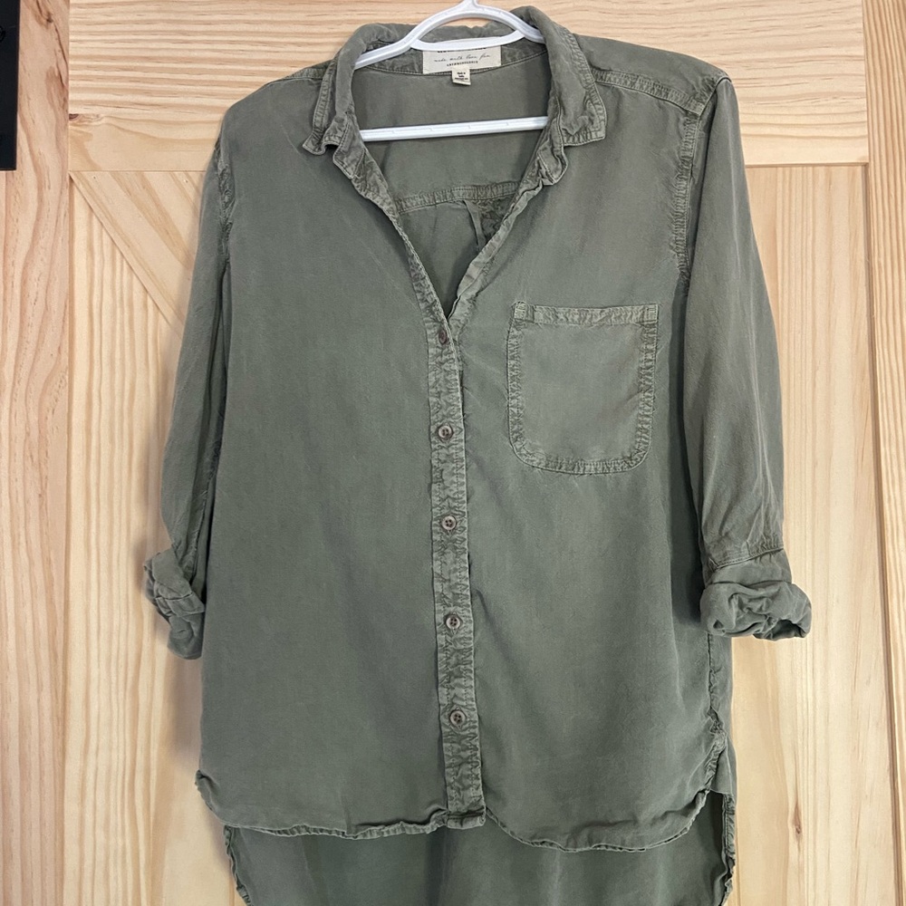 Anthropologie Olive Green Button-Up Shirt